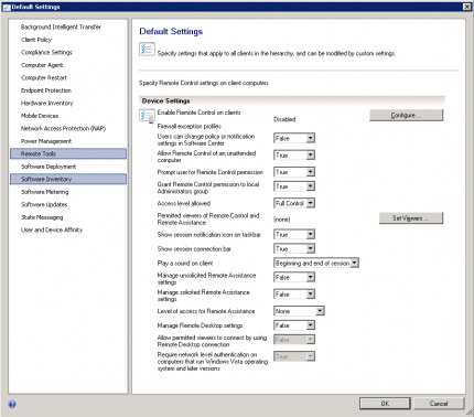 configuration manager remote control log